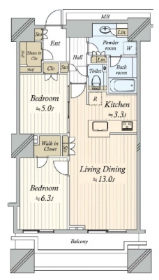 　ペットと暮らせるタワーマンション8階のお部屋。ウォークインクローゼット・シューズインクローゼットがあります。