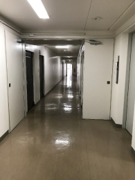 　共用廊下は雨風が入らない内廊下設計。